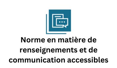 Norme d'accessibilité de l'information et de la communication icône d'un papier et d'une bulle de dialogue